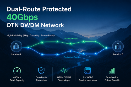 最新の会社の事例について 双経路保護 40Gbps OTN DWDMネットワーク