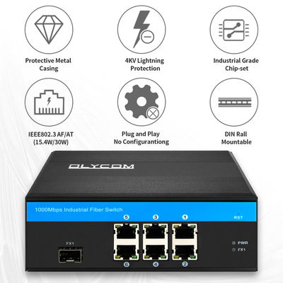 管理されていないギガビット光ファイバースイッチ 180W アクティブ PoE DIN Rail IP カメラの使用
