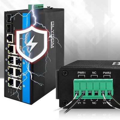8 ポート 産業用 PoE スイッチ 2.5G リングファイバー 240W 予算 ギガビット ネットワーク DC48V 入力