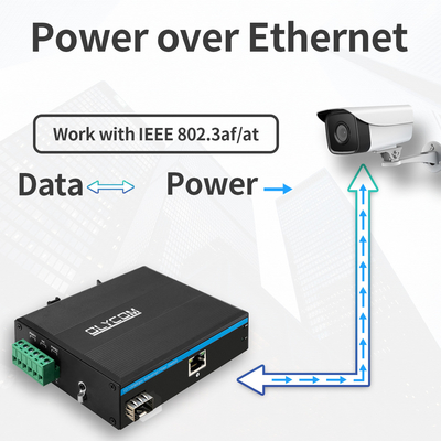 産業用 PoE メディアコンバータ 10/100M ファストイーサネット 15.4W/30W SFP 光ファイバー IPカメラ用