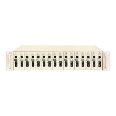 16 スロットメディア変換ラック シャーシ 19 インチ 2U ダブルパワー 48V/220V