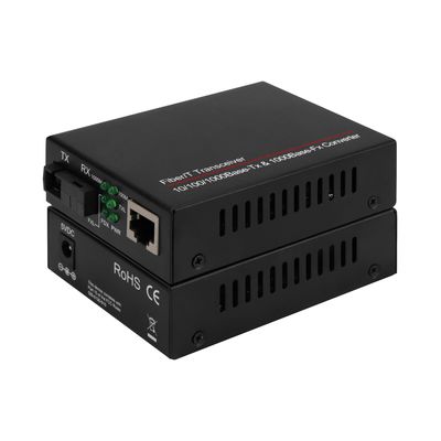 ミニシングルコア 100/1000M メディアコンバーター アンマネージド シングルモード ブラック CE DC5V