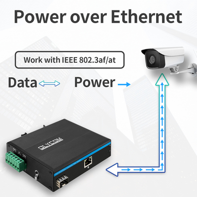 30W産業用PoEメディア変換器 100M/1000M SFPスロット 未管理ギガビットイーサネット