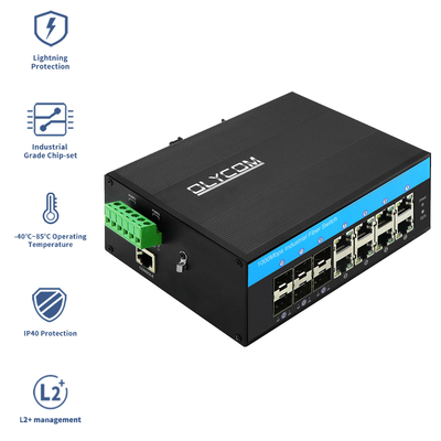 産業用管理されたギガビットイーサネットスイッチ 1G/2.5G オプティカルSFPスロット ERPSリング IP40