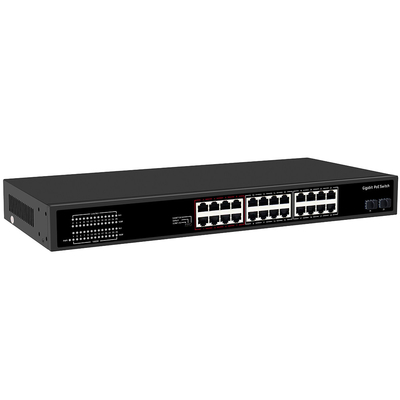 24 ポート CCTV PoE スイッチ ギガビット ネットワーク SFP オプティカル アップリンク 管理されていない 300W 予算