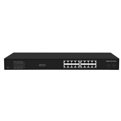 16 ポート ギガビット ポー スイッチ 300W 予算管理されていない VLAN 250 メートル 距離 SFP ファイバー