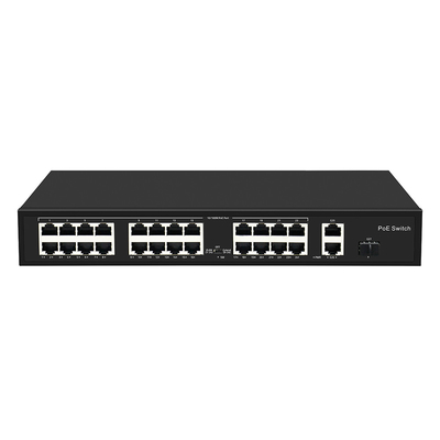 24 ポート 10/100M POE スイッチ ギガビット 光ファイバー アップリンク AC ラック 未管理 300W 予算
