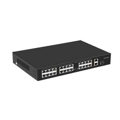 24 ポート 10/100M POE スイッチ ギガビット 光ファイバー アップリンク AC ラック 未管理 300W 予算