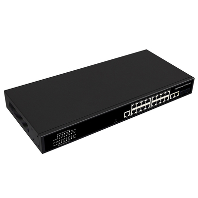 16 ポート ギガビット マネージド PoE スイッチ 商用 1U ラック 300W 2 SFP/RJ45 アップリンク