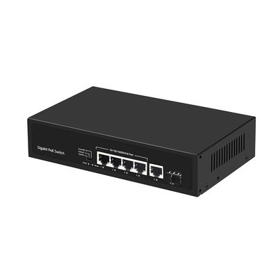 4ポートギガビット光ファイバースイッチ PoE Af/At 60W SFP/銅線アップリンク付き コマーシャルグレード CE