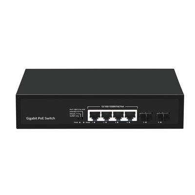 4 ポート ギガビット PoE スイッチ 60W 予算 SFP ファイバー VLAN 250 メートル拡張付き