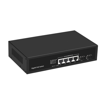 4 ポート ギガビット PoE スイッチ 60W 予算 SFP ファイバー VLAN 250 メートル拡張付き