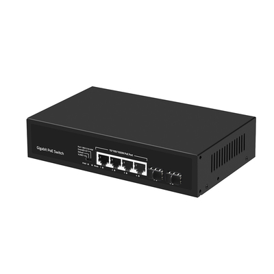 4 ポート ギガビット PoE スイッチ 60W 予算 SFP ファイバー VLAN 250 メートル拡張付き
