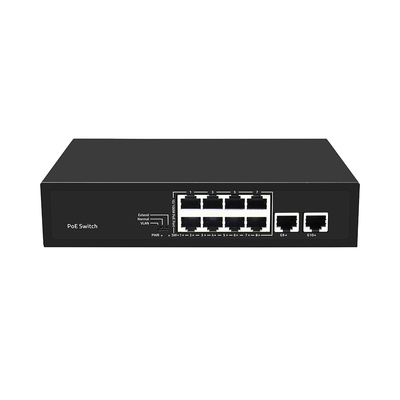 8ポート CCTV POE スイッチ 2 ギガビット銅アップリンク PoE Af/At 120W予算