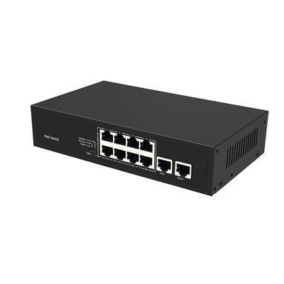 8ポート CCTV POE スイッチ 2 ギガビット銅アップリンク PoE Af/At 120W予算