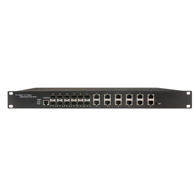産業用24ポートL2管理POEスイッチ 12RJ4+12 SFP 1Uラック搭載