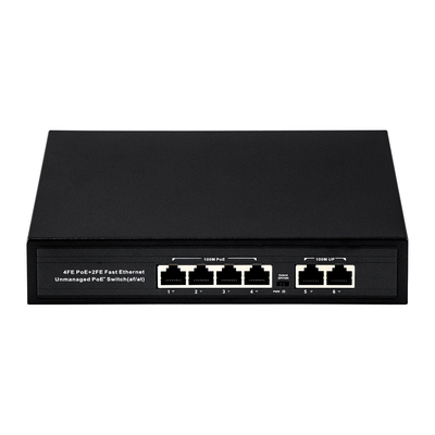 OEM ODM ファストイーサネット 10/100mbps 4ポート ポースイッチ 2 アップリンク ポート ネットワーク スイッチ
