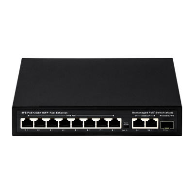 管理されていないPOEスイッチ 8 PoE 10/100Mbps + 2 LAN 100/1000Mbps + 1SFP 100/1000M CCTV用