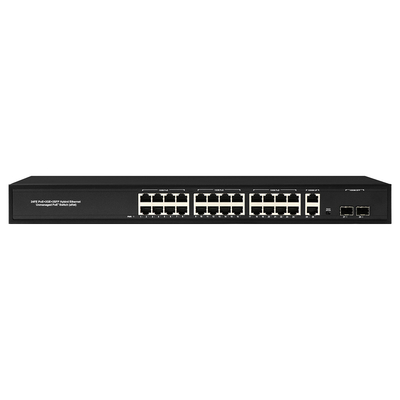 24ポートネットワーク 48V アクティブ PoE スイッチ 450W 2 RJ45 アップリンク ポート イーサネット sfp ファイバー スイッチ