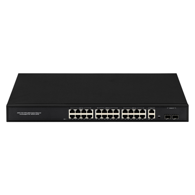 24ポートネットワーク 48V アクティブ PoE スイッチ 450W 2 RJ45 アップリンク ポート イーサネット sfp ファイバー スイッチ