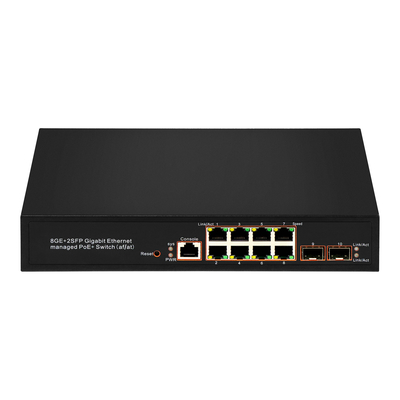 8 ポート ギガビット マネージド PoE スイッチ SFP 光ファイバー 120W 予算 AC 入力 リアルテックチップ