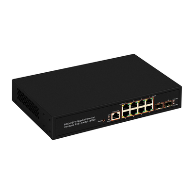 8 ポート ギガビット マネージド PoE スイッチ SFP 光ファイバー 120W 予算 AC 入力 リアルテックチップ