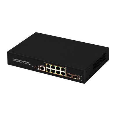 8 ポート ギガビット マネージド PoE スイッチ SFP 光ファイバー 120W 予算 AC 入力 リアルテックチップ