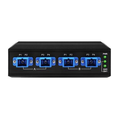 4チャネル産業用光学バイパススイッチ,DINレールDC24V入力と低挿入損失