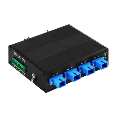 4チャネル産業用光学バイパススイッチ D2X2B ディンレール DC24V入力 SM/MM 電源故障の場合