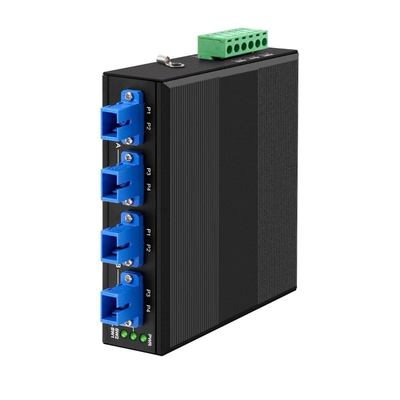 4チャネル産業用光学バイパススイッチ D2X2B ディンレール DC24V入力 SM/MM 電源故障の場合