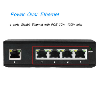 4ポートPOE電圧ブースター 1 アップリンクネットワークポートスイッチ付き太陽光発電のためのDC12-48V入力