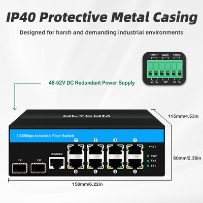 10ポート ギガビット 10/100/1000mbps L2 管理 POE スイッチ 2 Sfp 屋外用