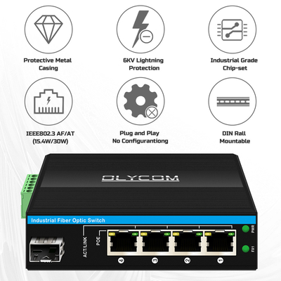 5 ポート ギガビット 無管理 POE スイッチ DC48-52V 屋外用電源イーサネット スイッチ