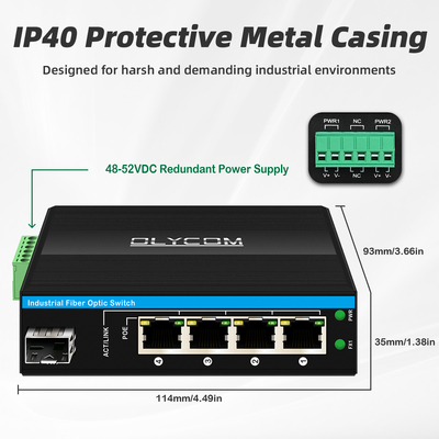 5 ポート ギガビット 無管理 POE スイッチ DC48-52V 屋外用電源イーサネット スイッチ