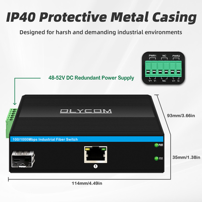 工業PoEメディアコンバータ ギガビットイーサネット 30W 48V 出力 ディンレール 未管理