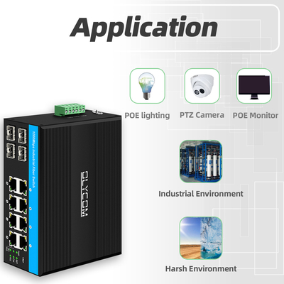 ギガビット12ポート産業用PoEイーサネットスイッチ IEEE 802.3af/at RJ45 DIN鉄道設置スイッチ