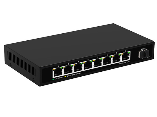 8 ポート 2.5G ネットワーク スイッチ 無管理 10G ファイバー DC12V 入力扇風機なし 自動適応速度