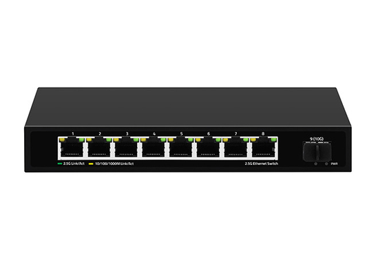 8 ポート 2.5G ネットワーク スイッチ 無管理 10G ファイバー DC12V 入力扇風機なし 自動適応速度