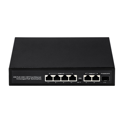 6ポート プラグアンドプレイ POE スイッチ 48V 1000Mbps ポート IEEE 802.3 af/at イーサネット スイッチ POE IP カメラに適しています