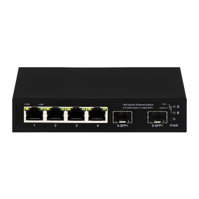6ポート 10gファイバーイーサネットスイッチ 4*2.5G RJ45 + 2*10G SFP+サポート OEM/ODM