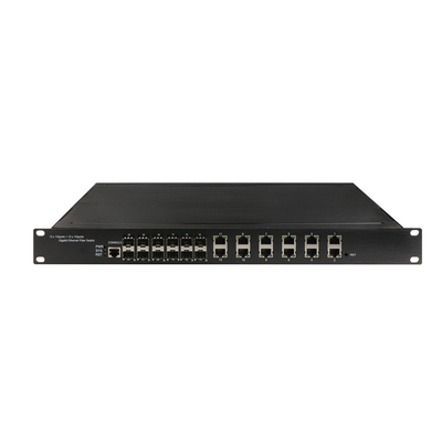 1U ラックギガビット24ポート管理エスネットポエスイッチ 12 RJ45+12 SFP AC100-240V入力産業スイッチ