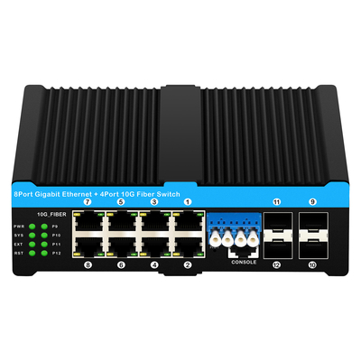 4*10G Sfp ポート+8*10/100/1000mbps 12 ポート管理 10G オプティカルバイパス Poe スイッチ