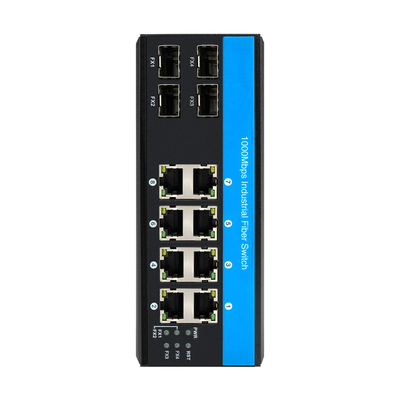 12 ポート 10/100/1000mbps 管理されていないdin-rail poe スイッチ 4 SFP ポート+ 8 RJ45 ポート イーサネット スイッチ