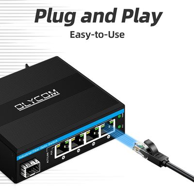 5ポートギガビット屋外PoEスイッチ ミニ産業用光ファイバースイッチ IP40 DINレールスイッチ