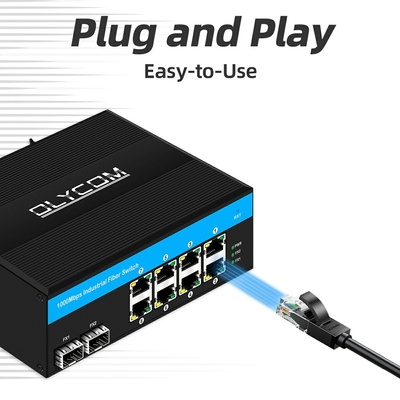 ギガビット8ポートPOEスイッチ 管理されていないPOEスイッチ 6 x ギガビットPOE+ポート 2 x 1.25G SFPファイバーポート 240W 屋外用