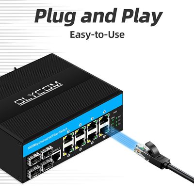 12ポート ギガビットマネージドスイッチ 4SFP+ 8RJ45 工業用マネージドイーサネットスイッチ デュアル電源入力 DINレールネットワーク用
