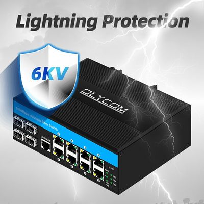 12ポート ギガビットマネージドスイッチ 4SFP+ 8RJ45 工業用マネージドイーサネットスイッチ デュアル電源入力 DINレールネットワーク用