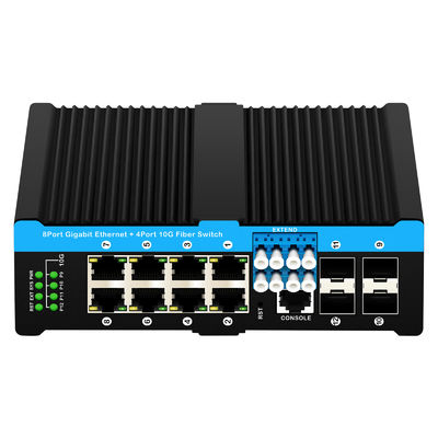 12ポート 10G L2/L3 マネージドPOE+スイッチ オプティカルバイパススイッチ 4*10G sfp +8 RJ45 ディンレールイーサネットスイッチ