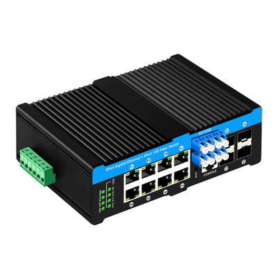 12ポート 10G L2/L3 マネージドPOE+スイッチ オプティカルバイパススイッチ 4*10G sfp +8 RJ45 ディンレールイーサネットスイッチ