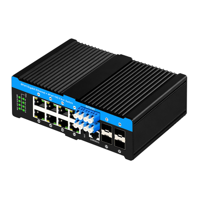 12ポート 10G L2/L3 マネージドPOE+スイッチ オプティカルバイパススイッチ 4*10G sfp +8 RJ45 ディンレールイーサネットスイッチ